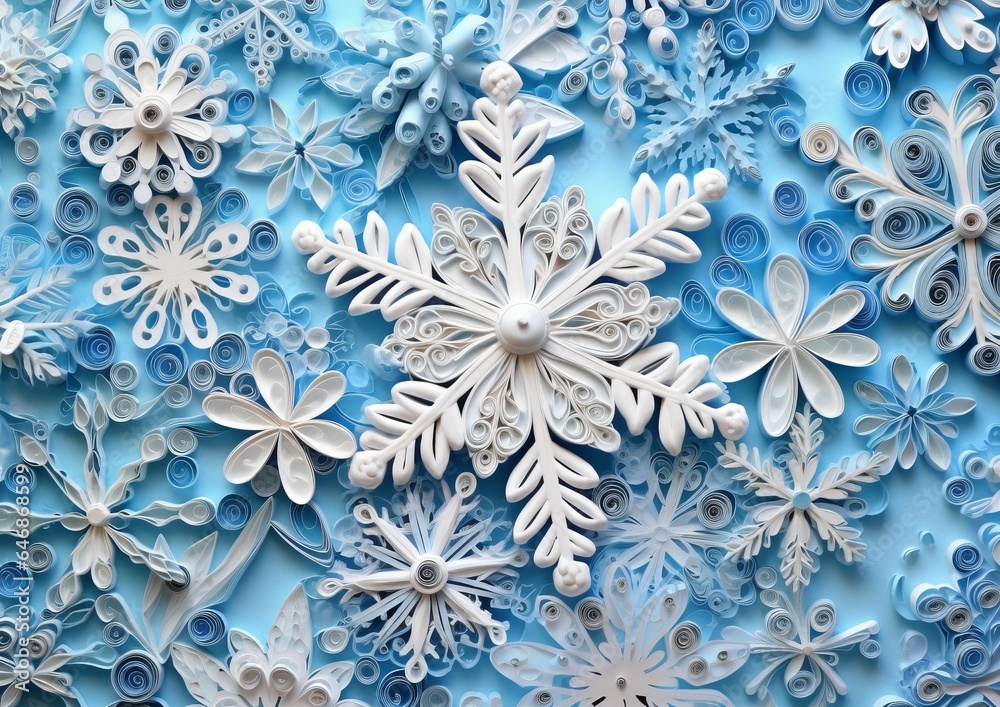 an intricately made paper snowflake on a blue background an intricately made paper snowflake on a blue background