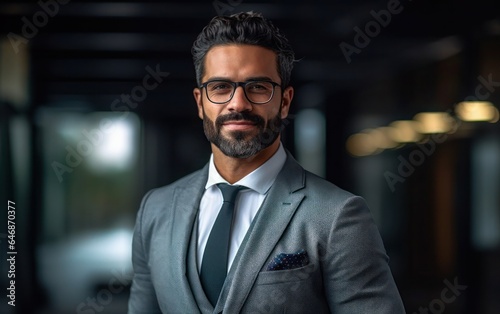A portrait of businessman with office background