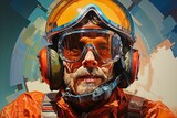 AI generated illustration of a man wearing a helmet and protective goggles