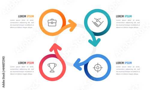 Circle Arrow Infographic 4 Cycles to Success. Marketing strategy and planning. Vector illustration.