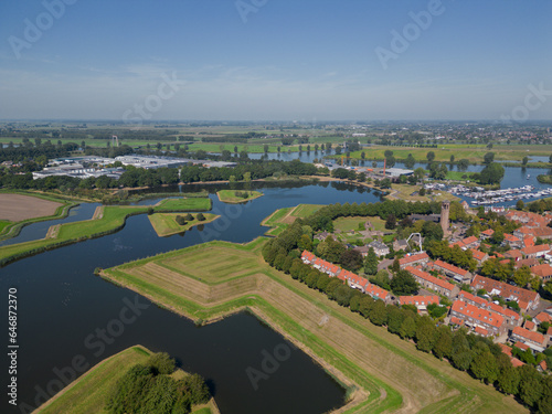 Fototapeta Naklejka Na Ścianę i Meble -  Aerial view of the fortress town of Heusden, province of 'Noord-Brabant', the Netherlands