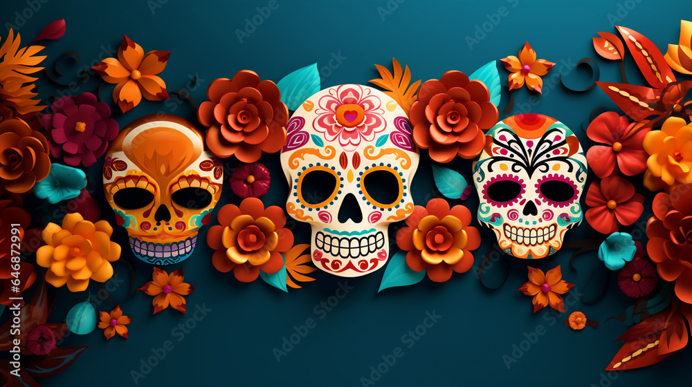 Day of the Dead theme background - ai generative