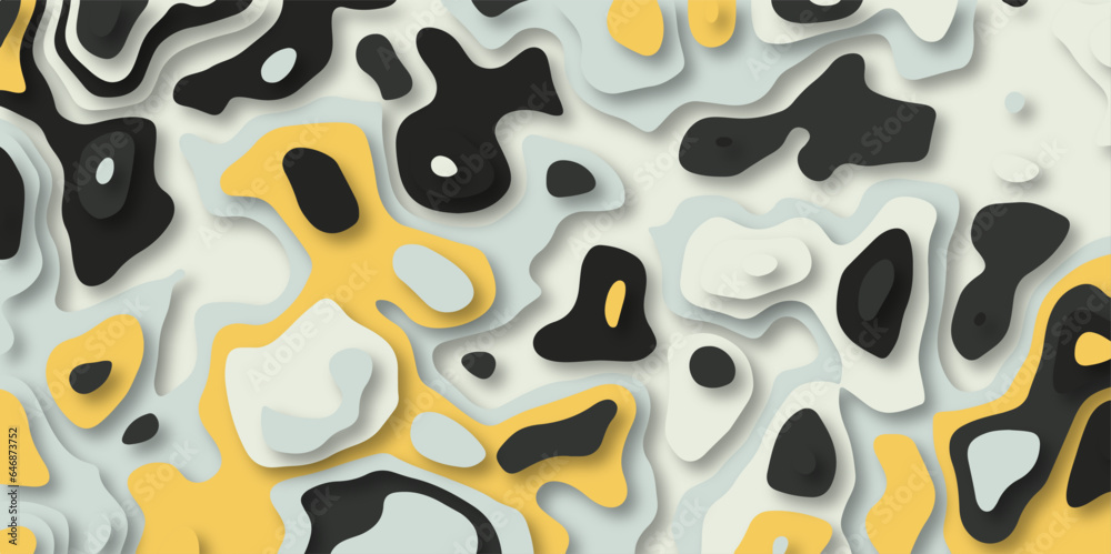 Paper cut 3d render topography abstract ,beautiful color palette colors, waves and layers, flat fiber structures, holes, macro texture digital art ,background for desktop, vector illustration