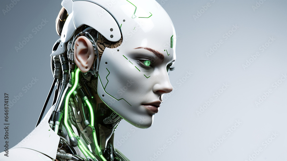 Artificial intelligence, futuristic digital technology humanoid robot face Artificial intelligence, futuristic digital technology humanoid robot face