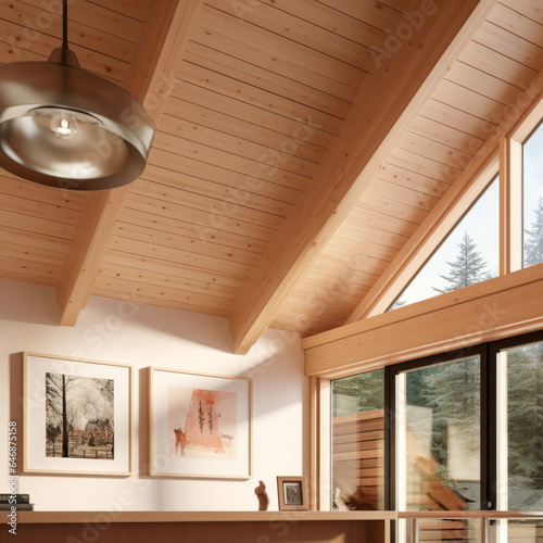 Interior of a wooden Cottage house.