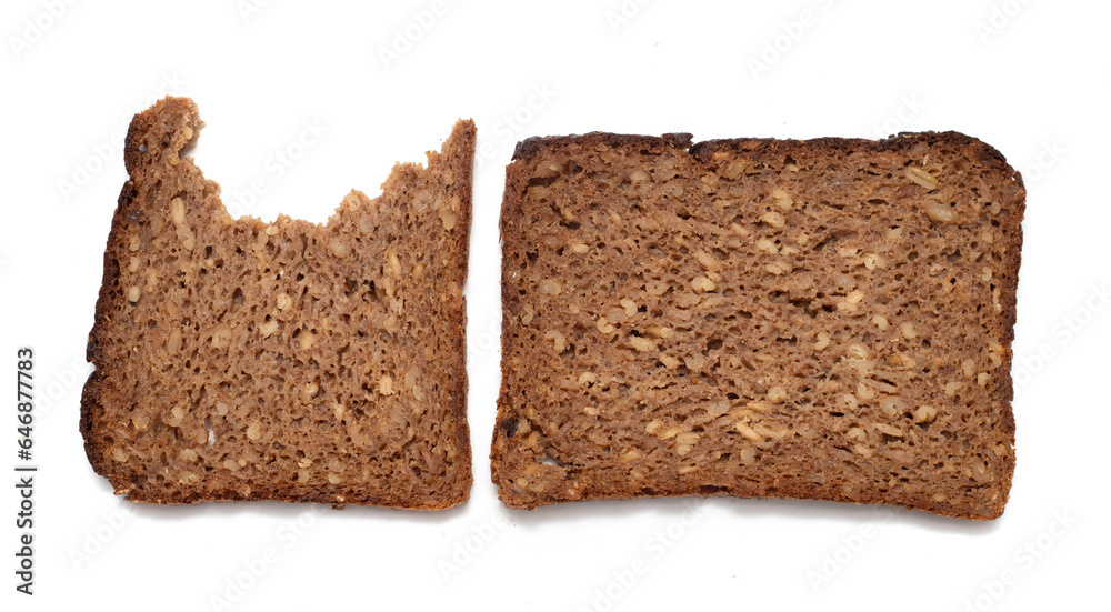 rectangular rye bread with seeds on a white background rectangular rye bread with seeds on a white background