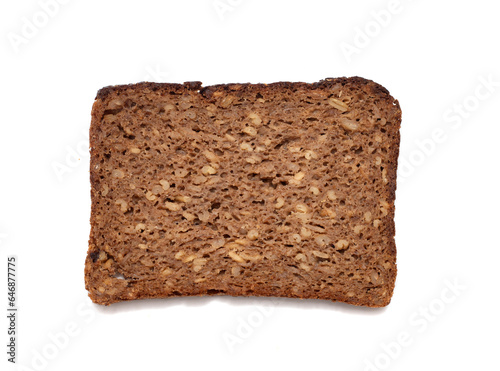rectangular rye bread with seeds on a white background