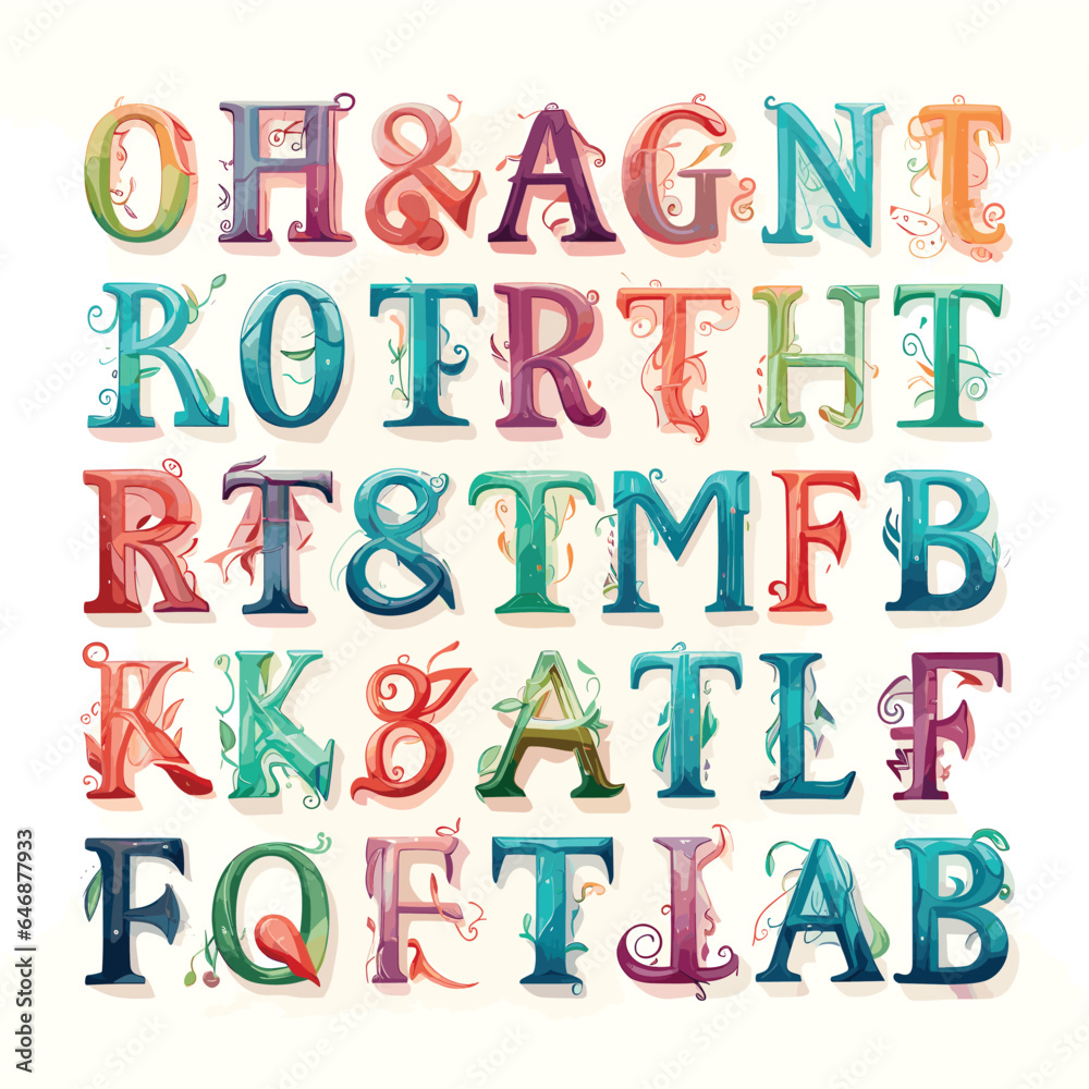 English alphabet fonts in different colors illustration
