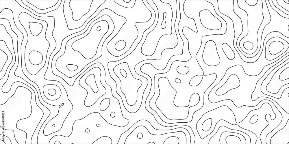 Contour map background. Vector geography scheme and terrain. Topography grid map. Stylized topographic contour map. Geographic line mountain relief. Abstract lines or wavy backdrop background.