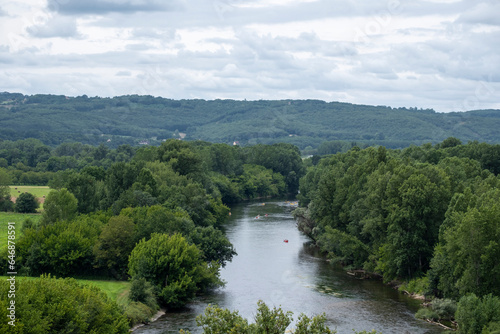 panorama view of Dordogne river and landscape in France