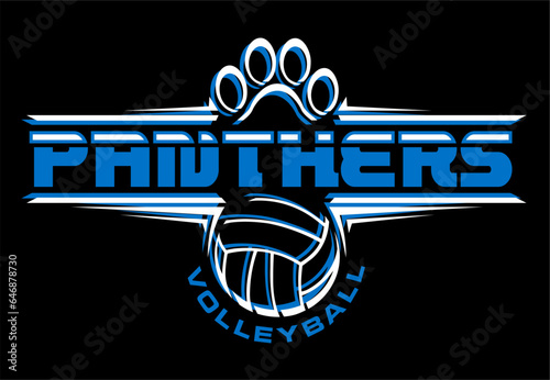 panthers volleyball team design with paw print and ball for school, college or league sports
