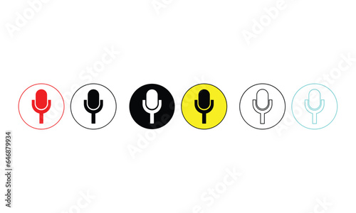 Set of Audio, voicemail, podcast, studio microphone vector icons 
