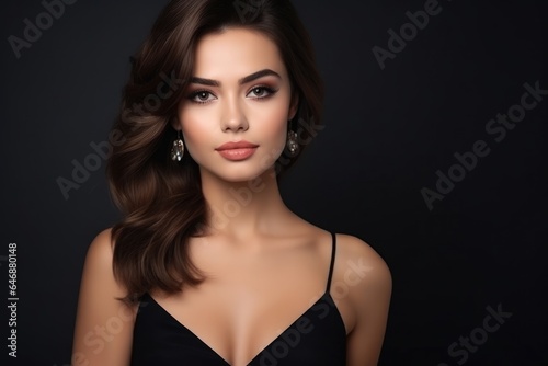 Beautiful woman with professional make-up posing - stock photography