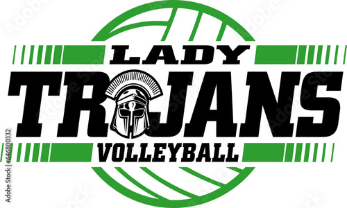lady trojans volleyball team design with ball for school, college or league sports