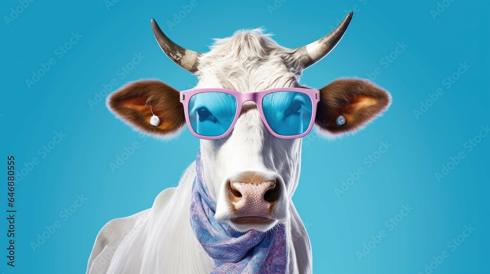 Funny cow Wearing Sunglasses