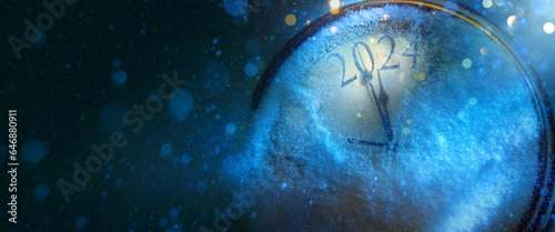 Canvas Print 2024 Happy New Year; Christmas greeting card design background