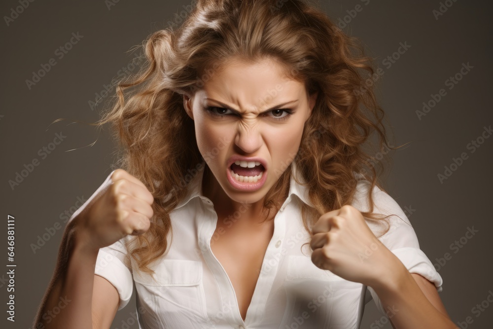 Pretty Woman A fierce and intense expression - stock photography Pretty Woman A fierce and intense expression - stock photography