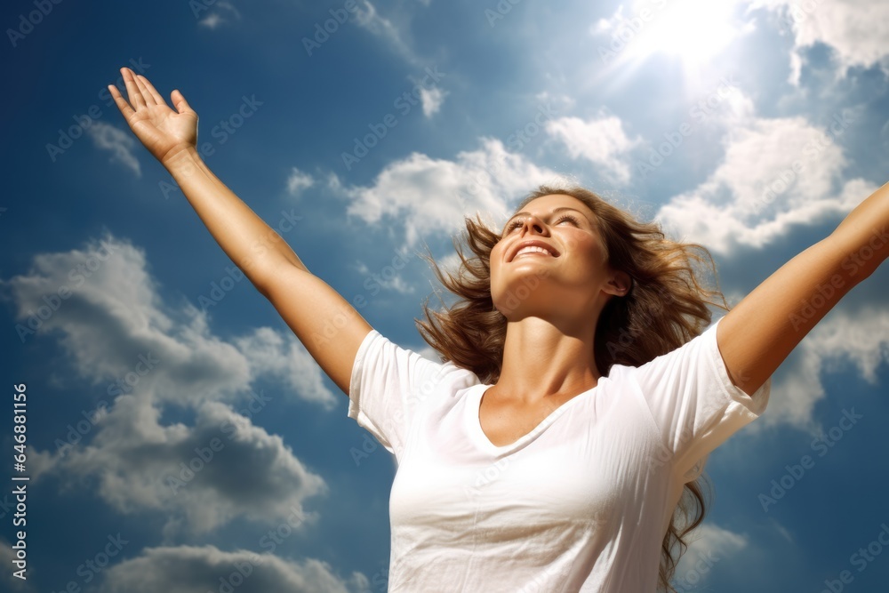 Pretty Woman A powerful outstretched-arm gesture - stock photography Pretty Woman A powerful outstretched-arm gesture - stock photography