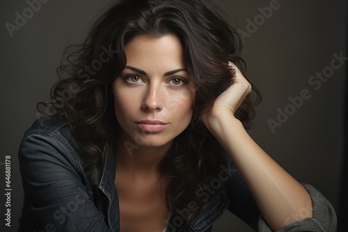 Pretty Woman Leaning forward with an intense look - stock photography