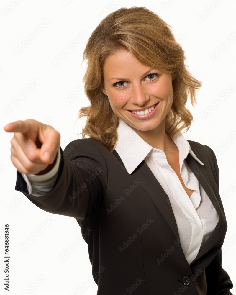 Pretty Woman Pointing firmly in a specific direction - stock photography Pretty Woman Pointing firmly in a specific direction - stock photography