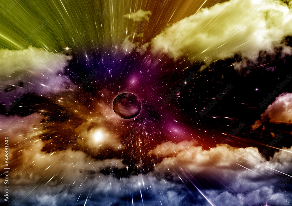 galaxy in a free space. 3D rendering