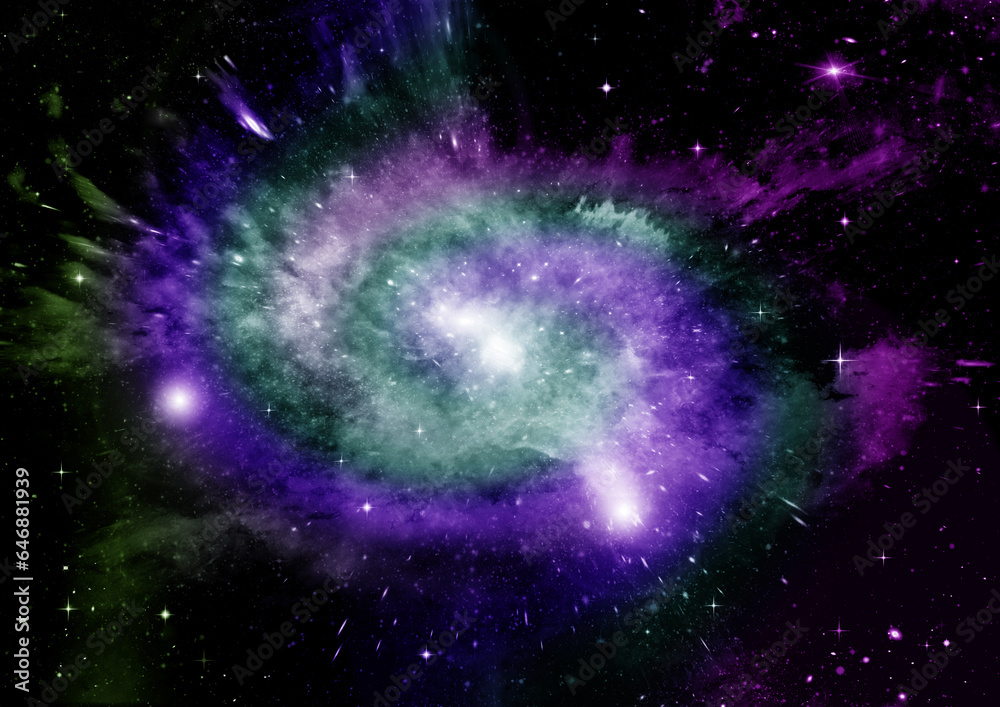 galaxy in a free space. 3D rendering