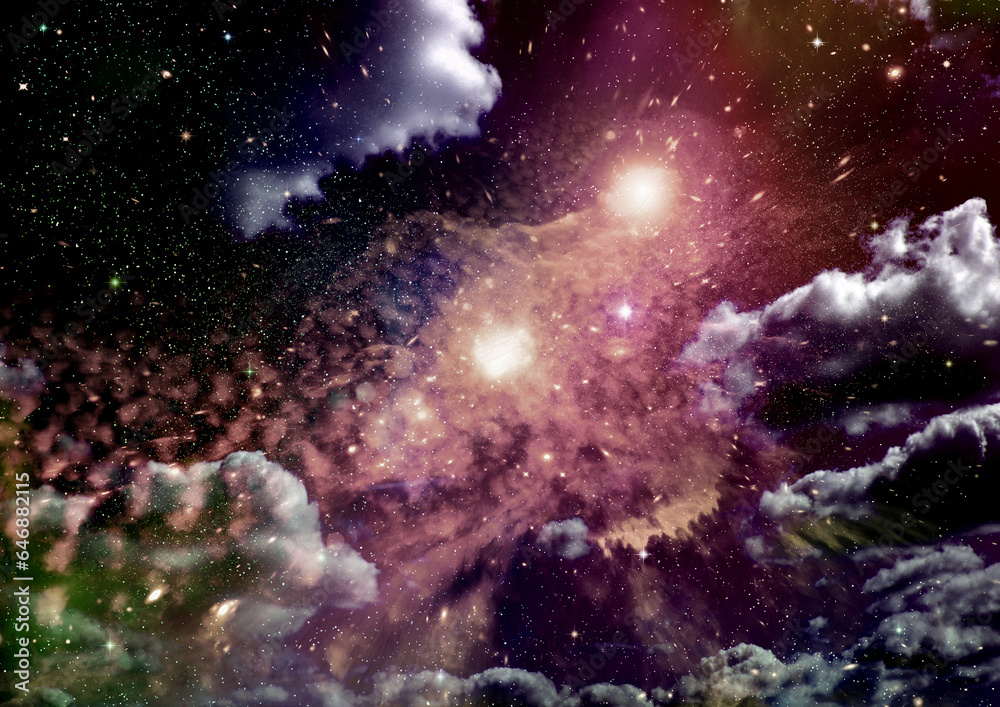 galaxy in a free space. 3D rendering