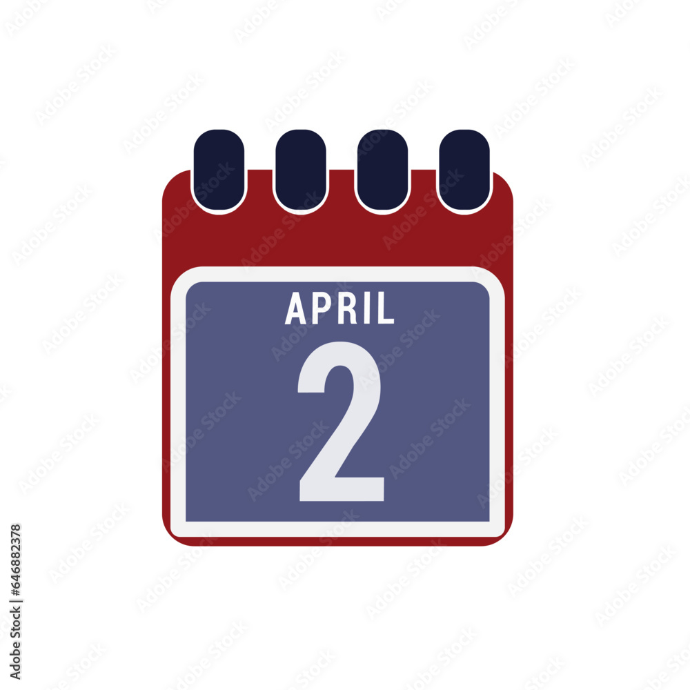 Calendar displaying page of the day 2 (second) of the April - Day 2 of the month. Illustration
Calendar displaying page of the day 2 (second) of the April - Day 2 of the month. Illustration