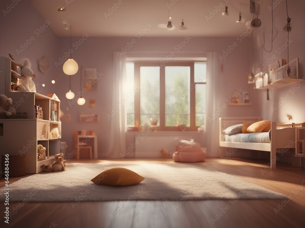 Baby room interior with fantasy theme lights Baby room interior with fantasy theme lights