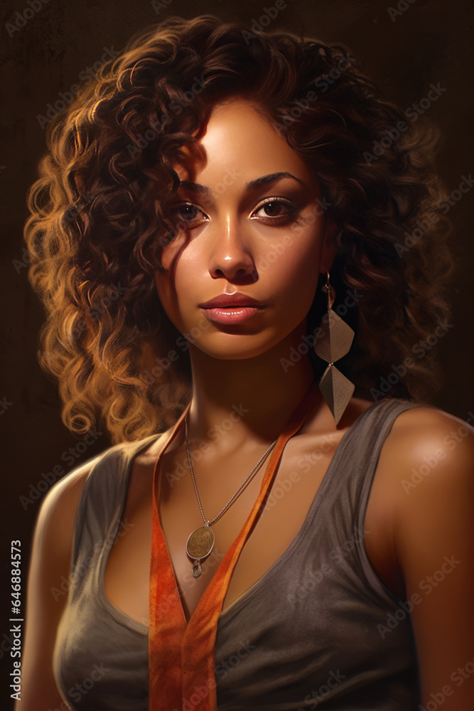 Fototapeta premium photo realistic, brown skin latin sensual woman