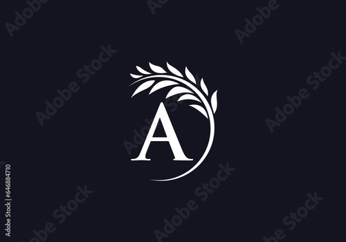 Laurel wreath green leaf logo and Vintage wheat logo design monogram vector
