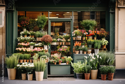 The window of small flower store