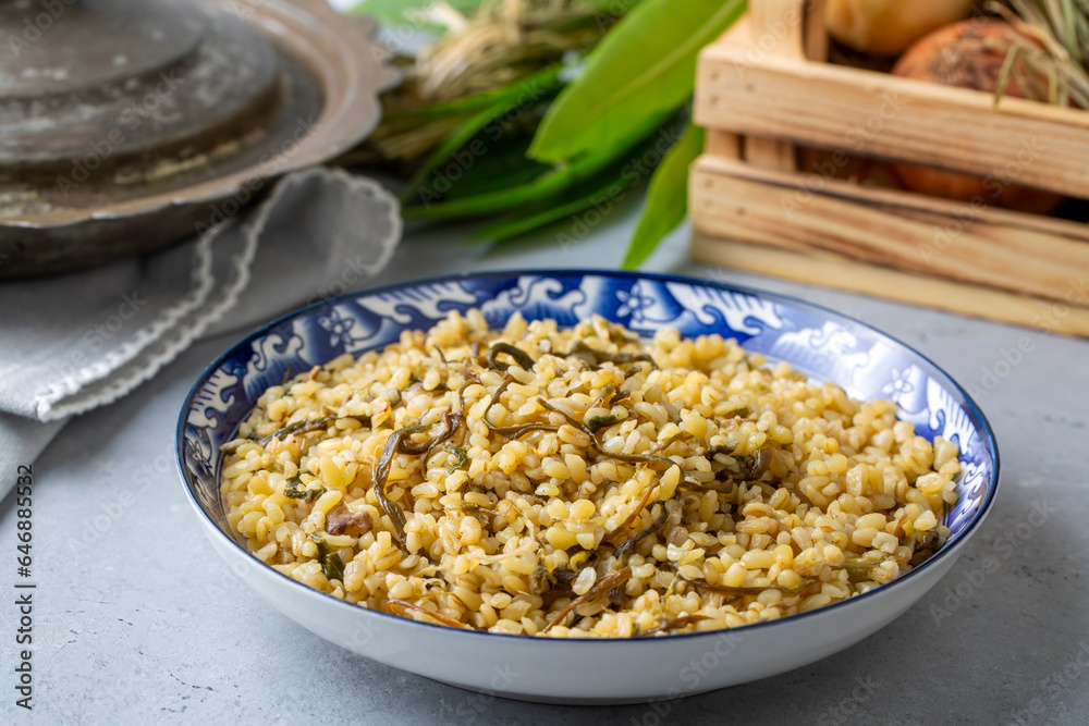 Herbed bulgur pilaf. Herbed bulgur pilaf.