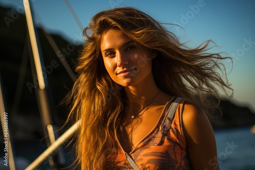Windsurfer girl is getting ready for an exciting windsurfing session © YouraPechkin