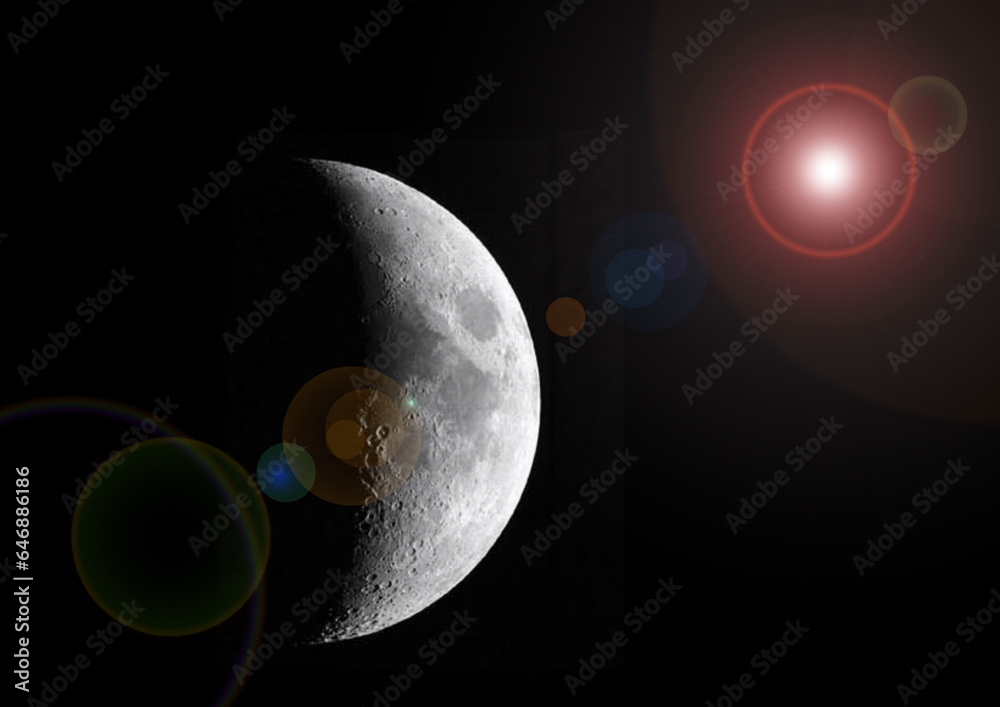 The moon in the night sky