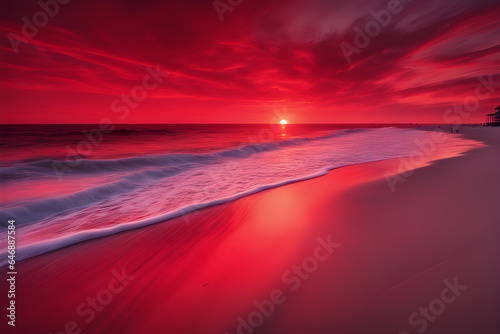 A photo of a beach with a sunset, generative ai