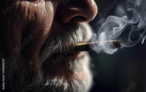 Person smoking cigarette with smoke