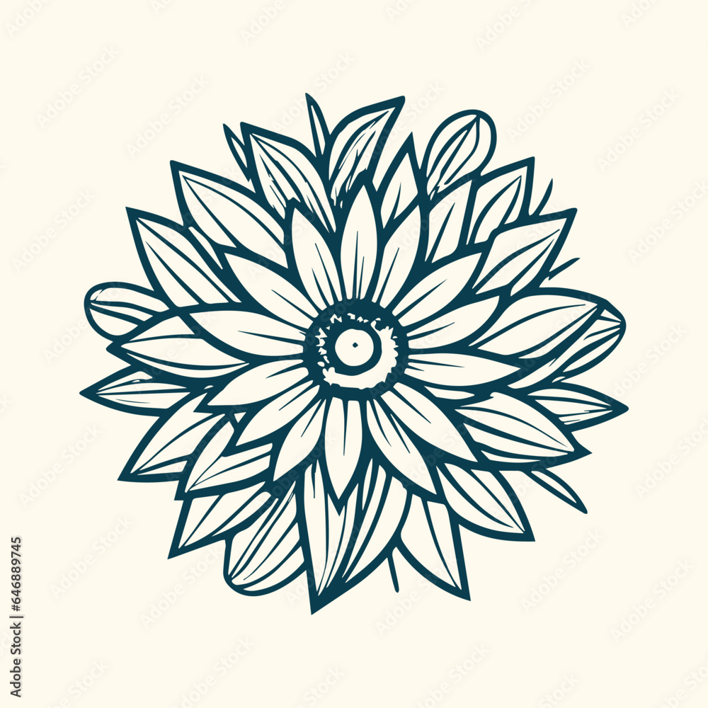 Flower coloring page vector. Flower line art white background, Cute ...