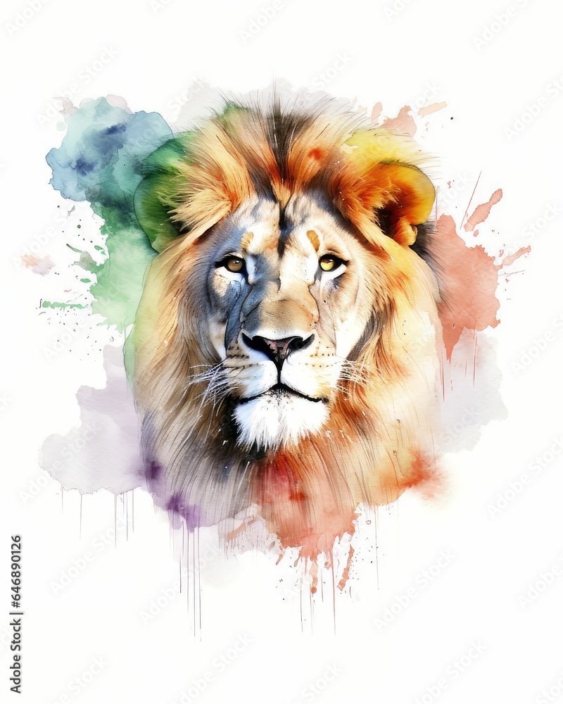 Illustration of a vibrant lion with a white background