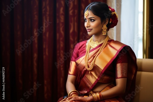 Telangana Bride in Maroon Pochampally Silk Saree