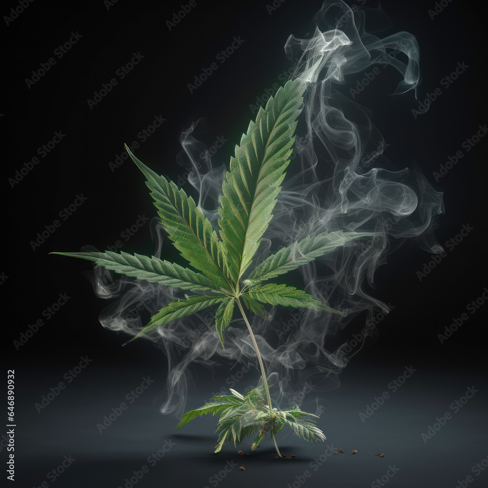 Marijuana leaves with black background