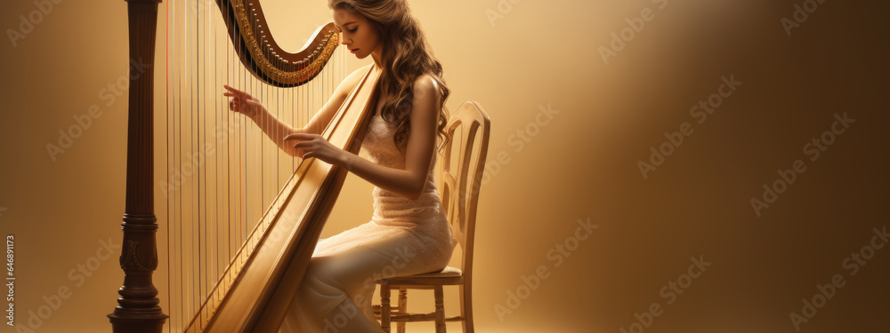 Woman plays the harp Woman plays the harp