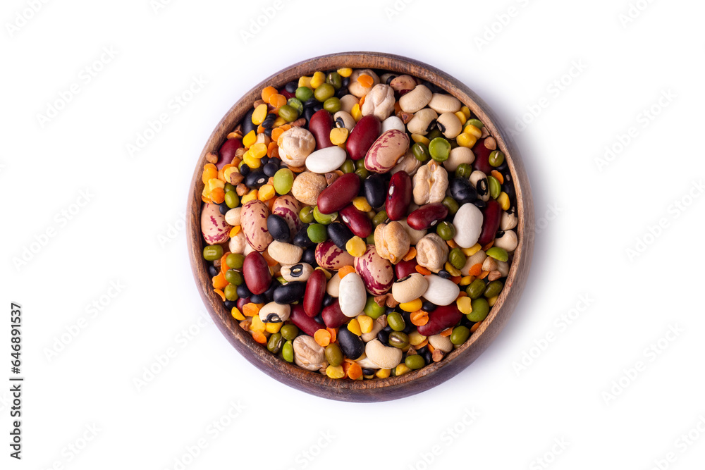 Mixed dried legumes and cereals isolated on white background Mixed dried legumes and cereals isolated on white background