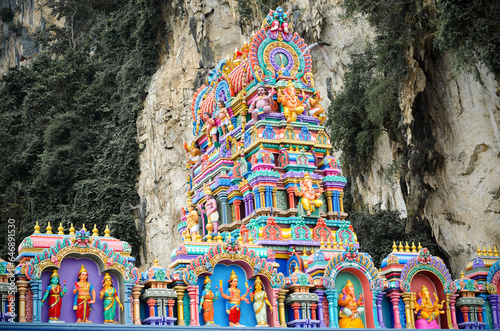 Hindu Temple and religious statues inside the Batu Caves temple, Malaysia. - Batu Caves are located just north of Kuala Lumpur. The cave is the focal point of Hindu festival of Thaipusam in Malaysia.