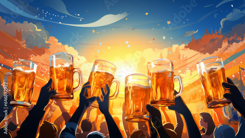 vector art of Oktoberfest. Beer Festival. Vector illustration of german holiday.generative ai photo