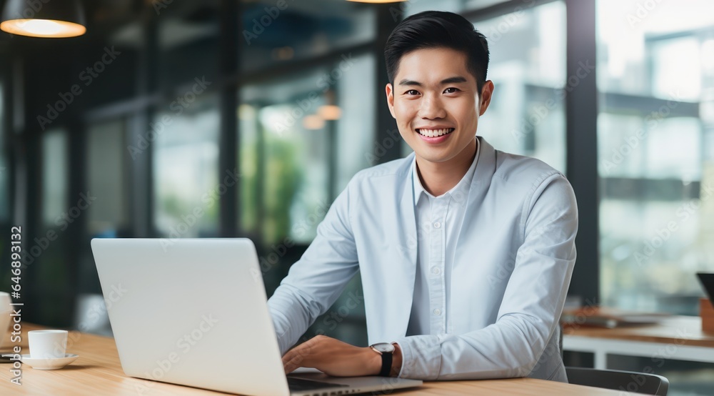Professional Filipino Live Chat Support Agent in Light Blue Polo - Office Setting Professional Filipino Live Chat Support Agent in Light Blue Polo - Office Setting
