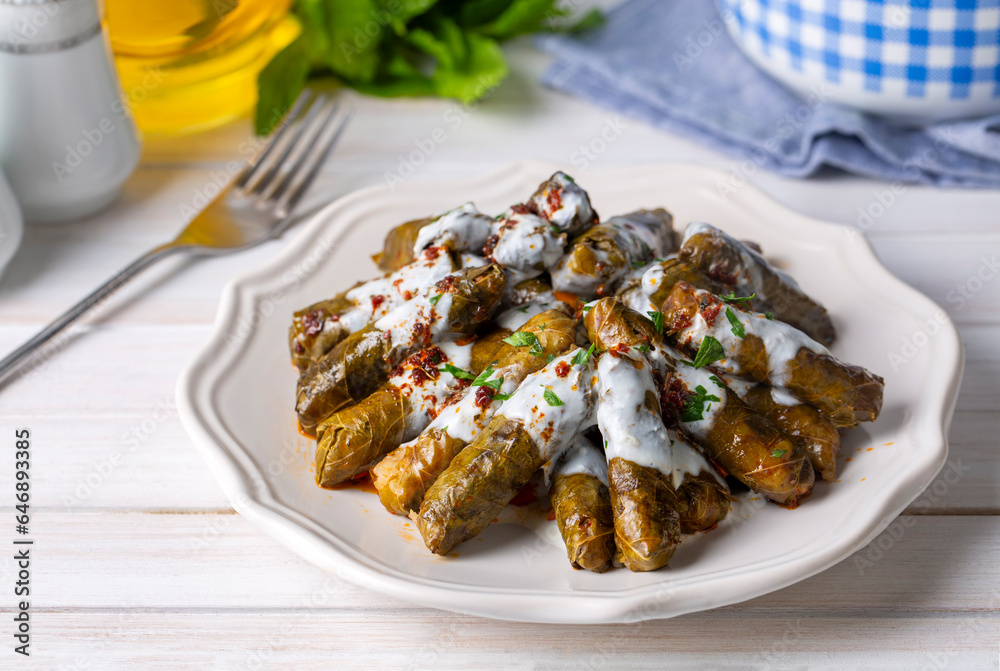 Traditional delicious Turkish foods; stuffed leaves (yaprak sarmasi) Traditional delicious Turkish foods; stuffed leaves (yaprak sarmasi)