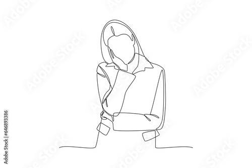 Continuous one line drawing Confused people in doubts and thoughts concept. Doodle vector illustration.