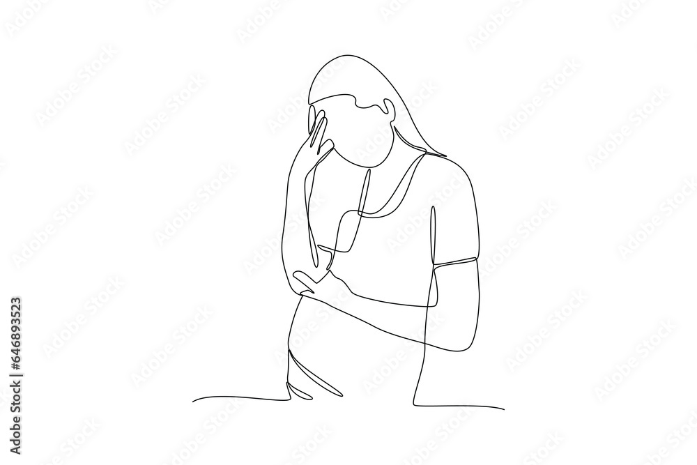 Continuous one line drawing Confused people in doubts and thoughts concept. Doodle vector illustration.