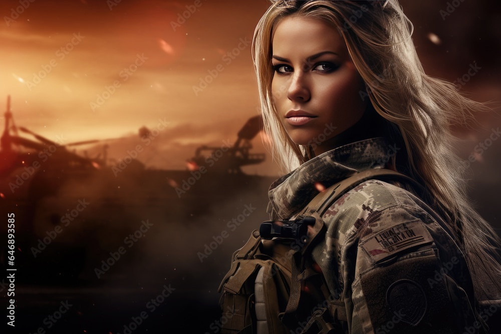 Portrait of a Modern Soldier during the military operation Portrait of a Modern Soldier during the military operation